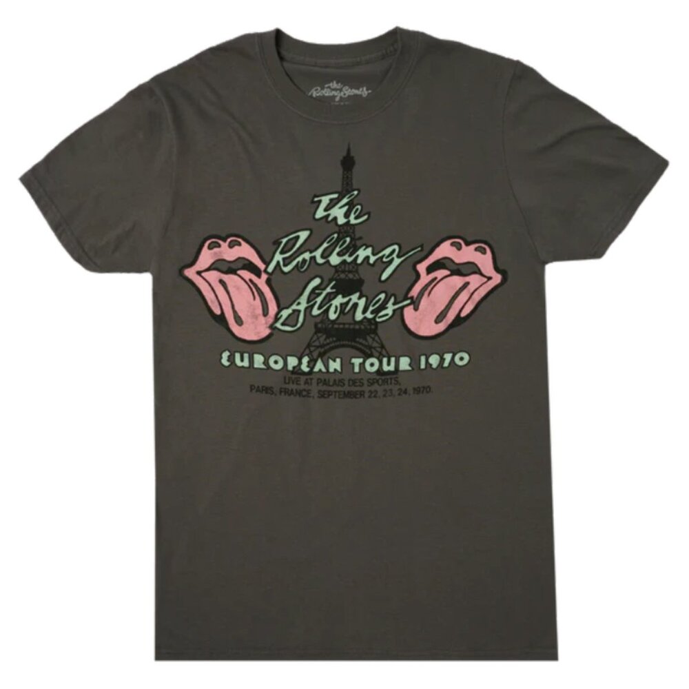 THE ROLLING STONES Paris '70 European Tour T-Shirt Size Small Band Tee Graphic S